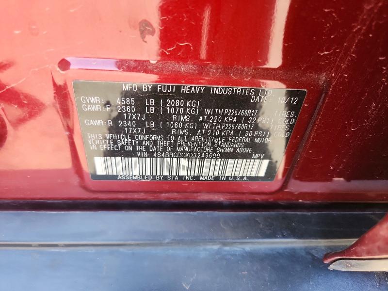 55996406 :رقم المزاد ، 4S4BRCPCXD3243699 vin ، 2013 Subaru Outback مزاد بيع