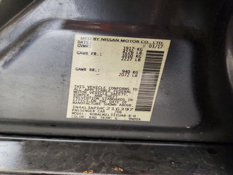2017 Nissan Altima მანქანა იყიდება აუქციონზე, vin: 1N4AL3AP1HC216397, აუქციონის ნომერი: 56286926
