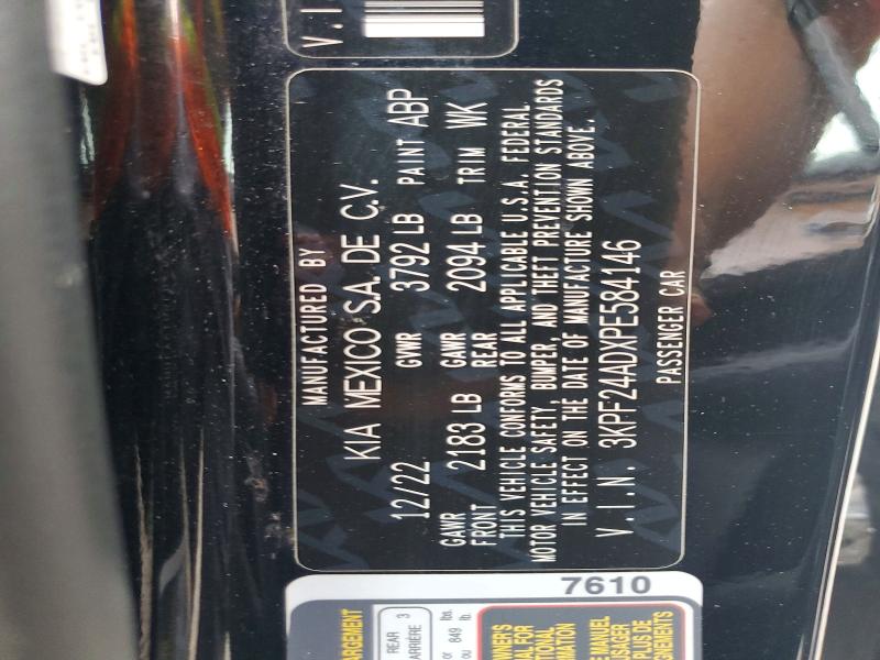 2023 Kia Forte მანქანა იყიდება აუქციონზე, vin: 3KPF24ADXPE584146, აუქციონის ნომერი: 85634245