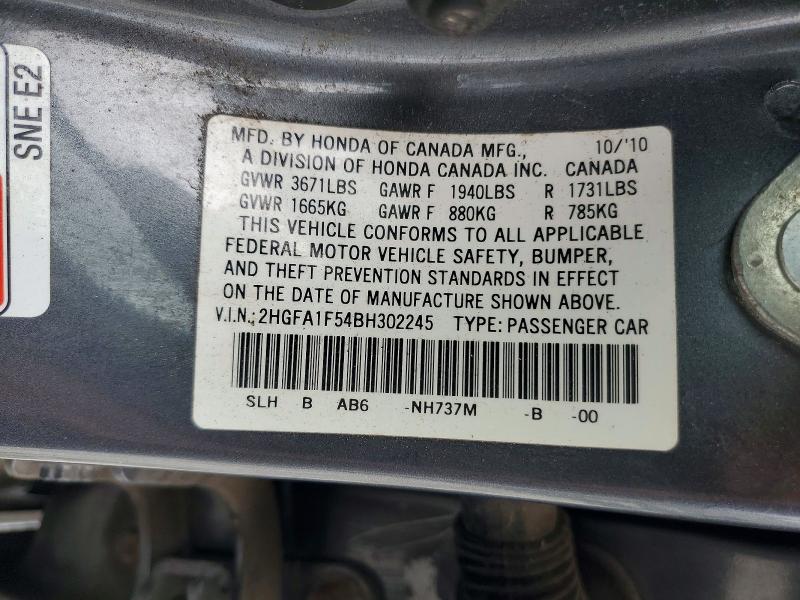 Aukcja sprzedaży 2011 Honda Civic, vin: 2HGFA1F54BH302245, numer aukcji: 58268806