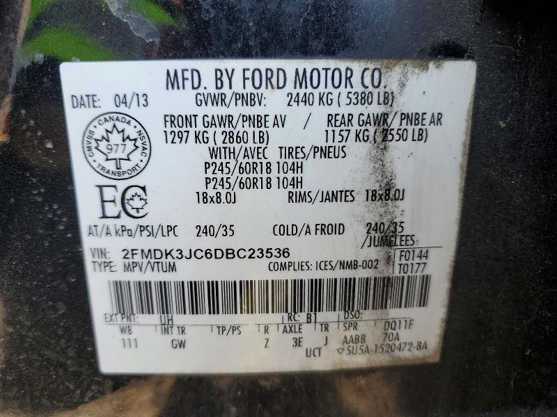Продажа на аукционе авто 2013 Ford Edge, vin: 2FMDK3JC6DBC23536, номер лота: 57334446
