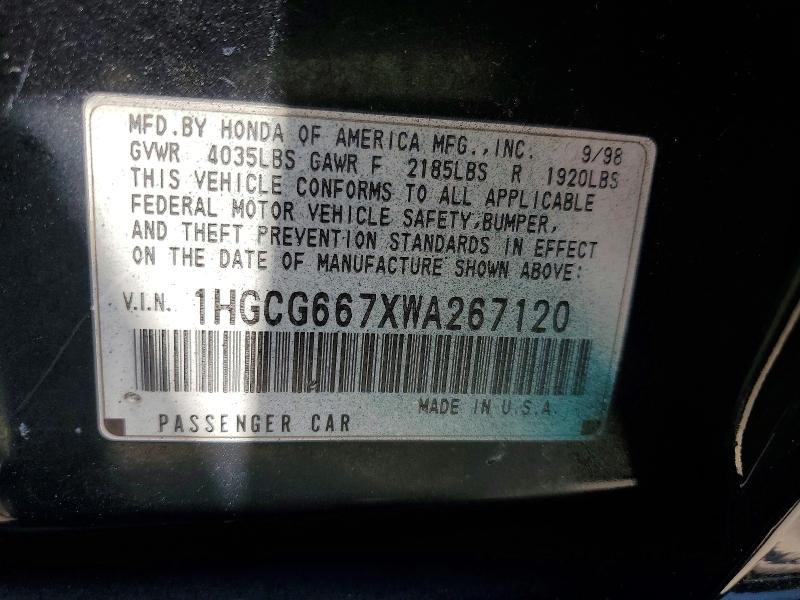 Продаж на аукціоні авто 1998 Honda Accord, vin: 1HGCG667XWA267120, номер лоту: 58154346