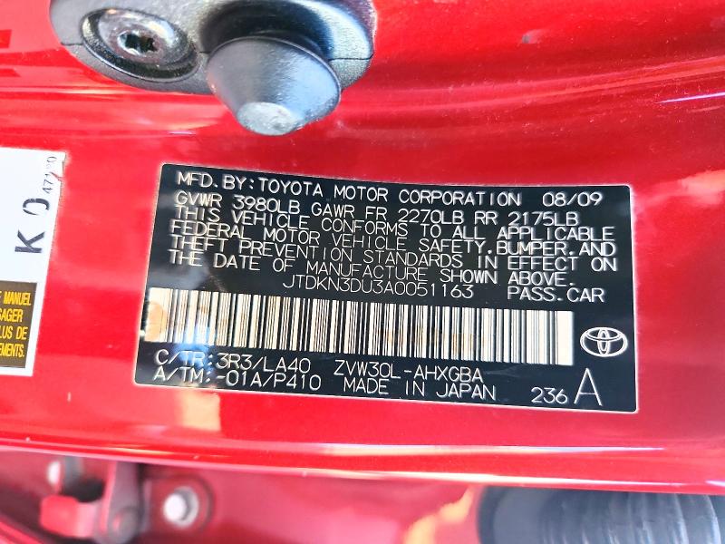 56537176 :رقم المزاد ، JTDKN3DU3A0051163 vin ، 2010 Toyota Prius مزاد بيع