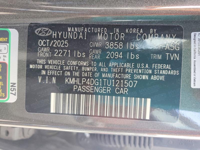 Aukcja sprzedaży 2026 Hyundai Elantra, vin: KMHLP4DG1TU121507, numer aukcji: 57076946