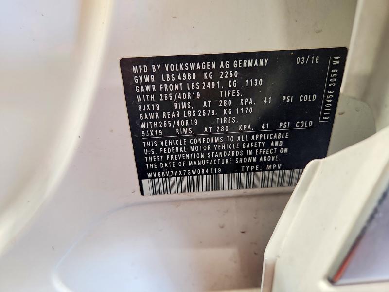 56447096 :رقم المزاد ، WVGBV7AX7GW094119 vin ، 2016 Volkswagen Tiguan مزاد بيع