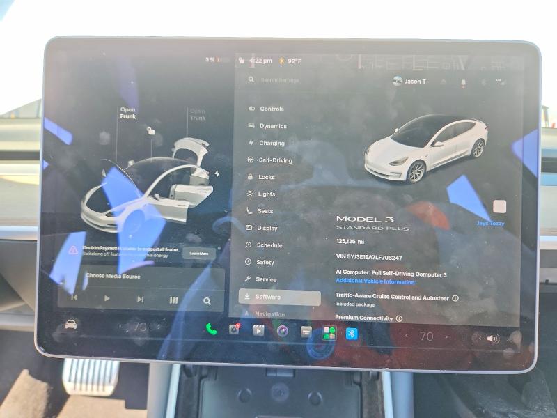2020 Tesla Model 3 მანქანა იყიდება აუქციონზე, vin: 5YJ3E1EA7LF706247, აუქციონის ნომერი: 58132426