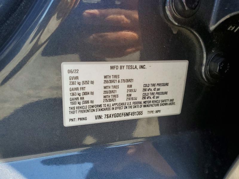 Продажа на аукционе авто 2022 Tesla Model Y, vin: 7SAYGDEF6NF491365, номер лота: 57059226