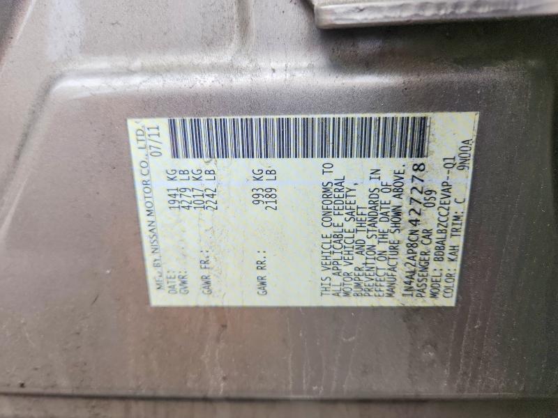 Продажа на аукционе авто 2012 Nissan Altima, vin: 1N4AL2AP8CN427278, номер лота: 58390206
