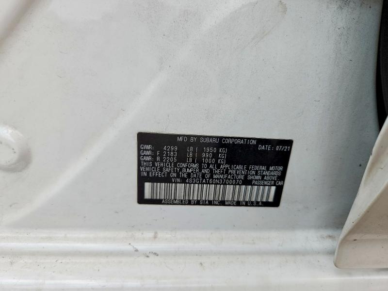 Aukcja sprzedaży 2022 Subaru Impreza, vin: 4S3GTAT60N3700070, numer aukcji: 56736896