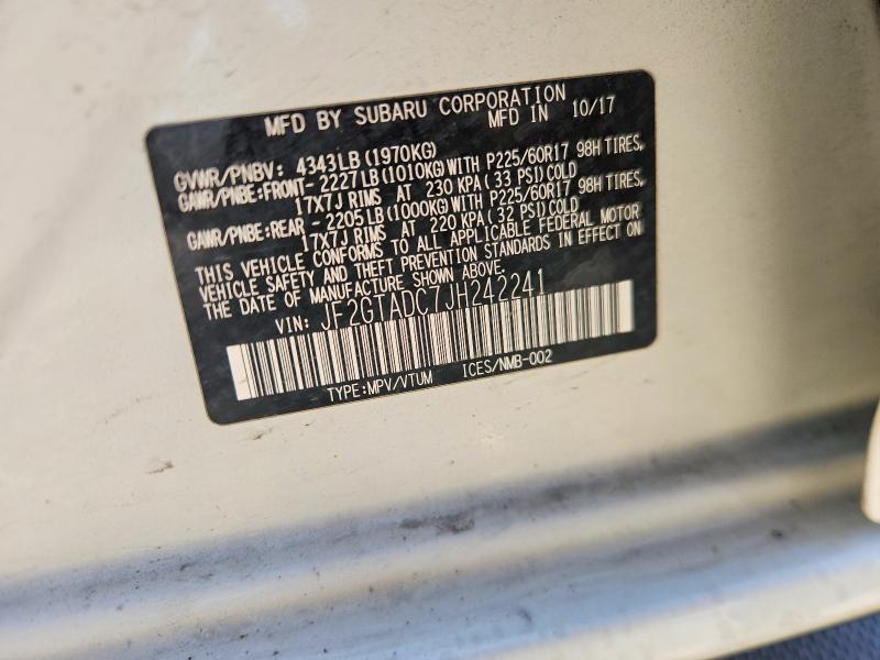 2018 Subaru Crosstrek მანქანა იყიდება აუქციონზე, vin: JF2GTADC7JH242241, აუქციონის ნომერი: 56439826