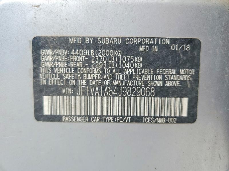 Aukcja sprzedaży 2018 Subaru Wrx, vin: JF1VA1A64J9829068, numer aukcji: 56581916