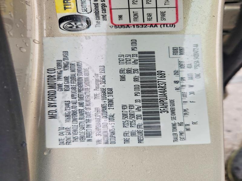 Aukcja sprzedaży 2010 Ford Fusion, vin: 3FAHP0JA4AR371689, numer aukcji: 57067606
