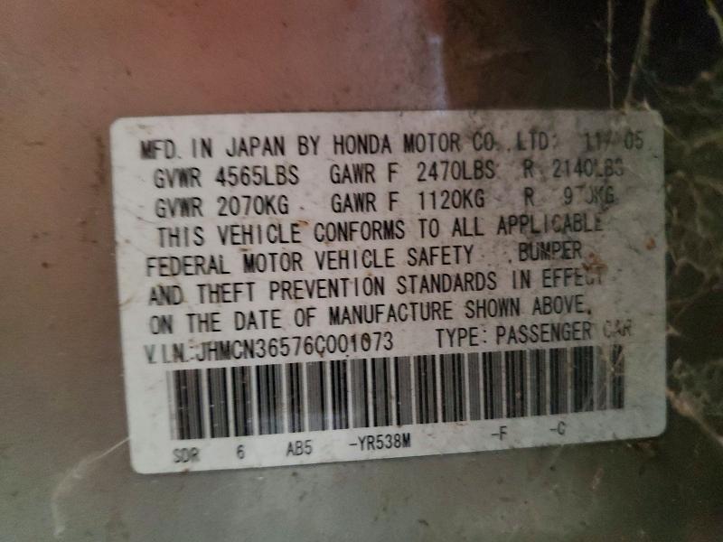 Продаж на аукціоні авто 2006 Honda Accord, vin: JHMCN36576C001073, номер лоту: 56893026