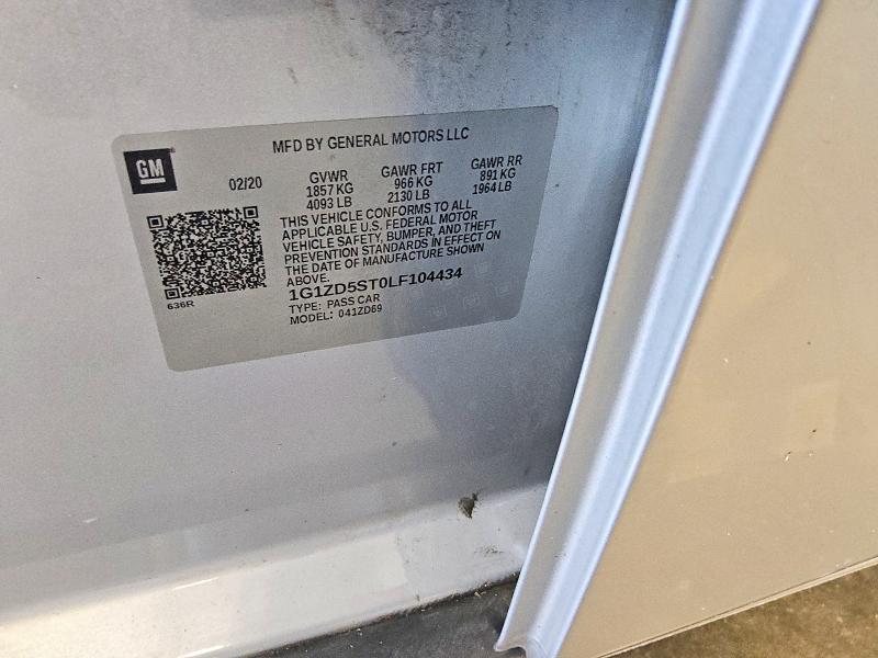 2020 Chevrolet Malibu მანქანა იყიდება აუქციონზე, vin: 1G1ZD5ST0LF104434, აუქციონის ნომერი: 58019506