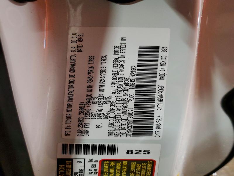 2021 Toyota Tacoma მანქანა იყიდება აუქციონზე, vin: 3TYSX5EN2MT010171, აუქციონის ნომერი: 57573226
