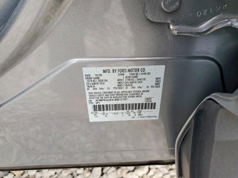 2020 Ford Edge მანქანა იყიდება აუქციონზე, vin: 2FMPK4J93LBB12187, აუქციონის ნომერი: 55373196