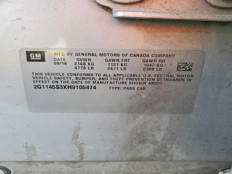 Продаж на аукціоні авто 2017 Chevrolet Impala, vin: 2G1145S3XH9105474, номер лоту: 55787676
