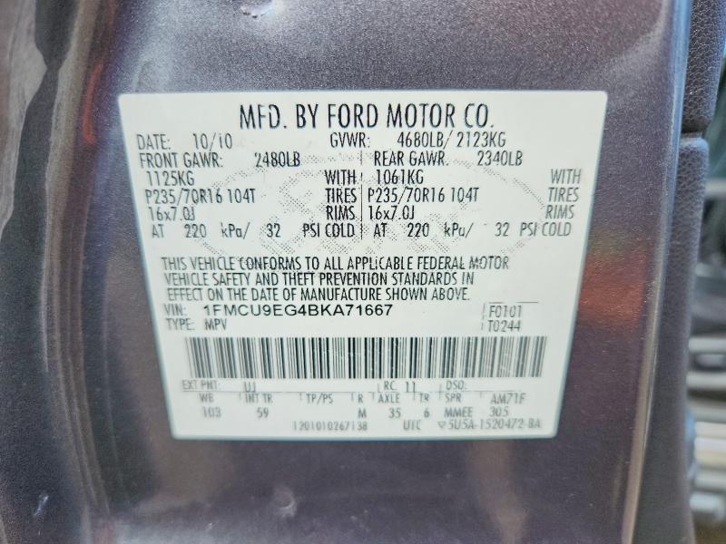 2011 Ford Escape მანქანა იყიდება აუქციონზე, vin: 1FMCU9EG4BKA71667, აუქციონის ნომერი: 55890996