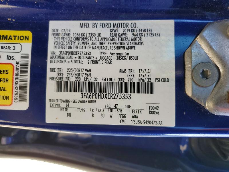 2014 Ford Fusion მანქანა იყიდება აუქციონზე, vin: 3FA6P0HDXER275353, აუქციონის ნომერი: 57560146