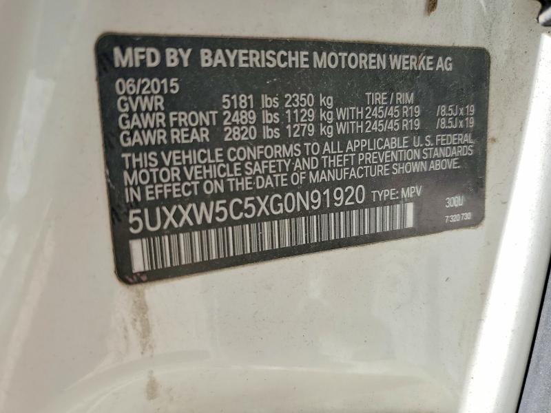 59313236 :رقم المزاد ، 5UXXW5C5XG0N91920 vin ، 2016 Bmw X4 مزاد بيع