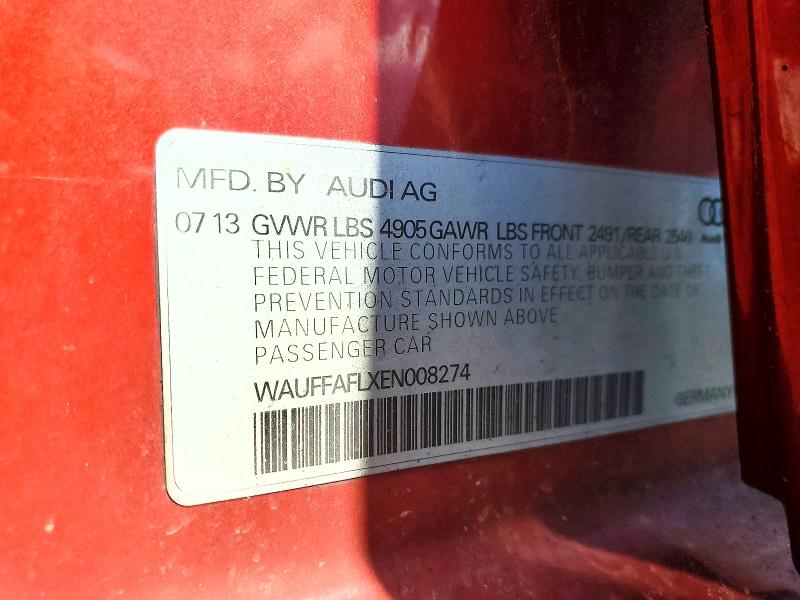 Продажа на аукционе авто 2014 Audi A4, vin: WAUFFAFLXEN008274, номер лота: 57376706