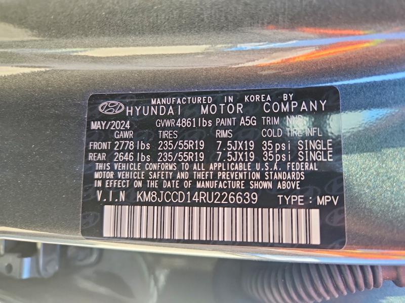 2024 Hyundai Tucson მანქანა იყიდება აუქციონზე, vin: KM8JCCD14RU226639, აუქციონის ნომერი: 57933986