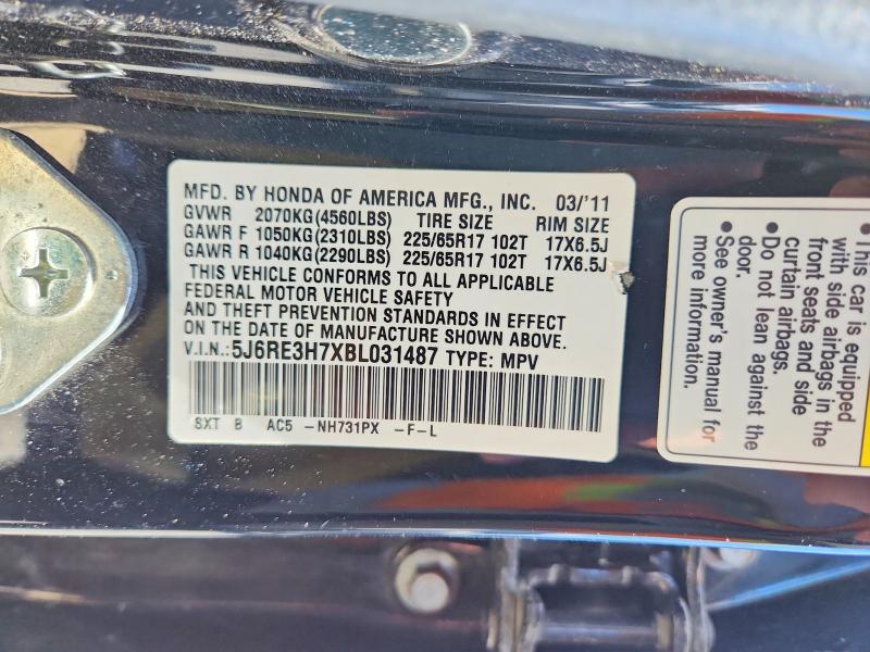 Продаж на аукціоні авто 2011 Honda Cr-v, vin: 5J6RE3H7XBL031487, номер лоту: 55060566