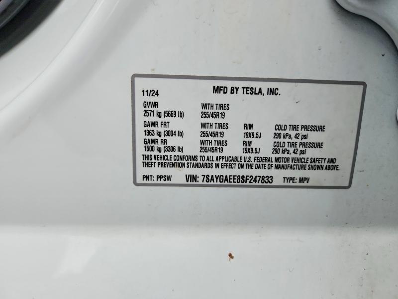 Продажа на аукционе авто 2025 Tesla Model Y, vin: 7SAYGAEE8SF247833, номер лота: 57669996