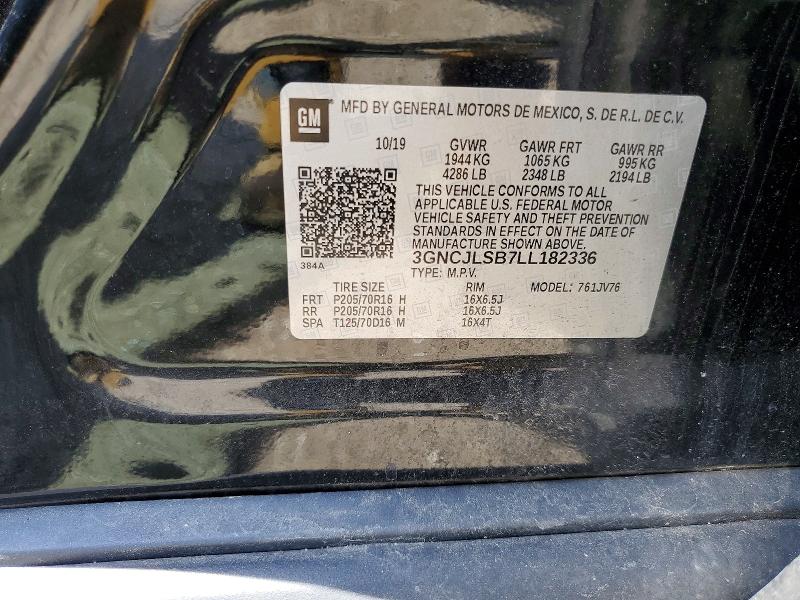 Aukcja sprzedaży 2020 Chevrolet Trax, vin: 3GNCJLSB7LL182336, numer aukcji: 59318526