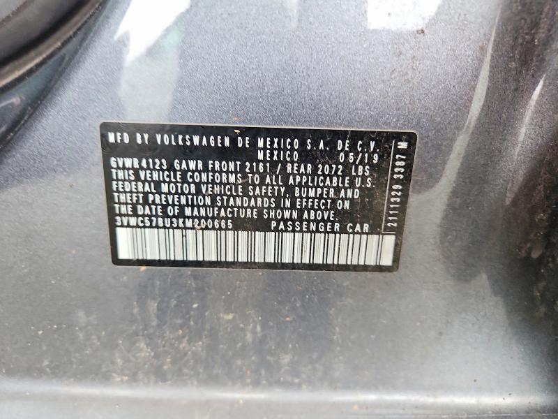 Продаж на аукціоні авто 2019 Volkswagen Jetta, vin: 3VWC57BU3KM200665, номер лоту: 55631246