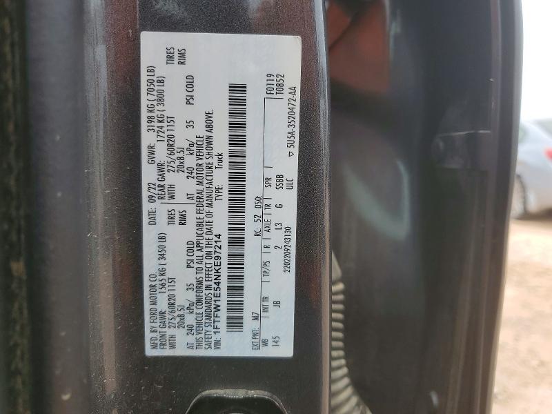 Продаж на аукціоні авто 2022 Ford F150, vin: 1FTFW1E54NKE97214, номер лоту: 58235346