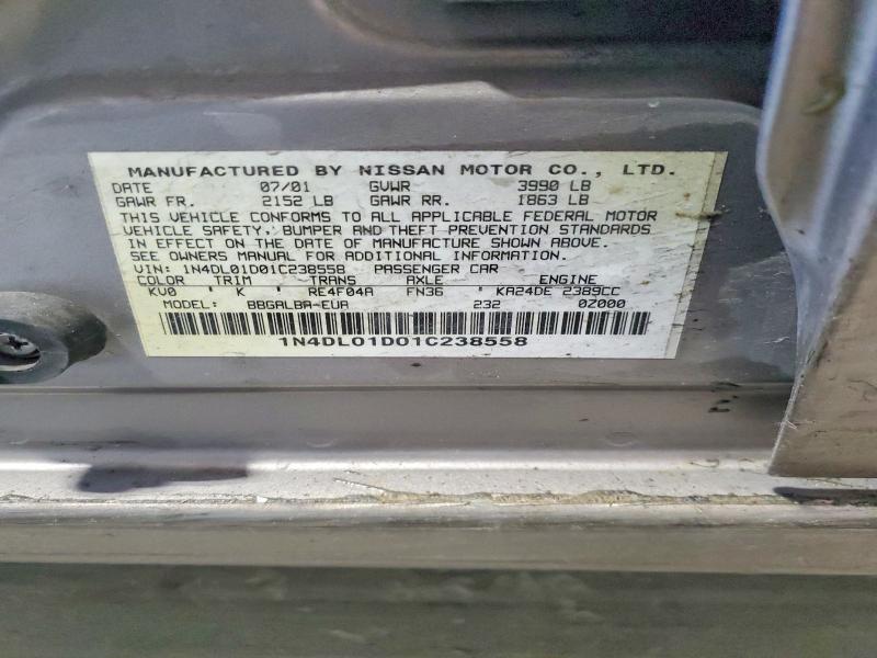 56843016 :رقم المزاد ، 1N4DL01D01C238558 vin ، 2001 Nissan Altima مزاد بيع