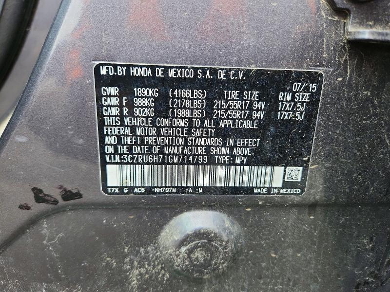 Aukcja sprzedaży 2016 Honda Hr-v, vin: 3CZRU6H71GM714799, numer aukcji: 58146476