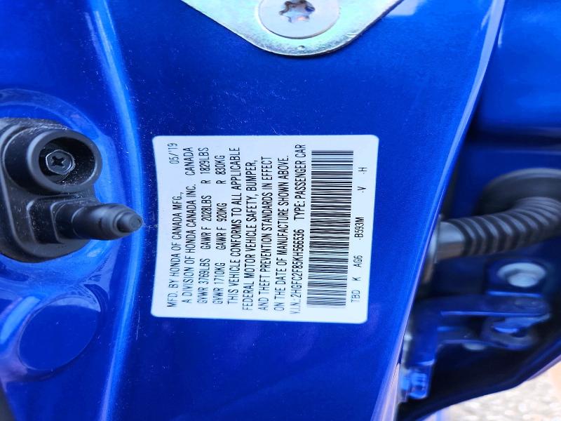 58405756 :رقم المزاد ، 2HGFC2F85KH566536 vin ، 2019 Honda Civic مزاد بيع