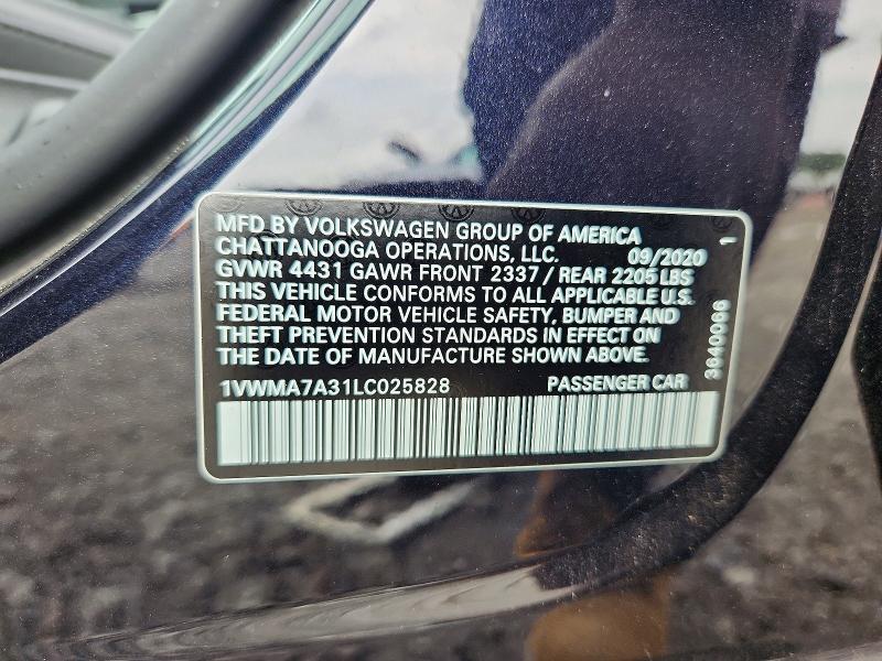 56526626 :رقم المزاد ، 1VWMA7A31LC025828 vin ، 2020 Volkswagen Passat مزاد بيع