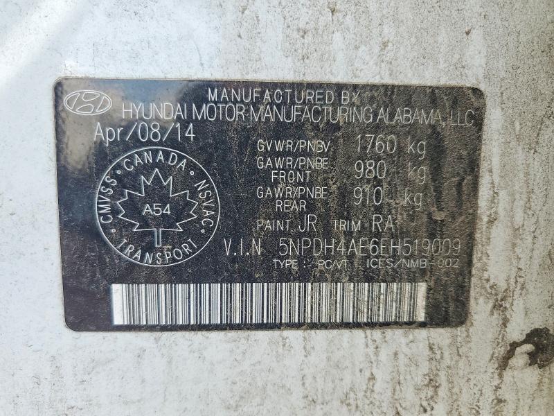 56523836 :رقم المزاد ، 5NPDH4AE6EH519009 vin ، 2014 Hyundai Elantra مزاد بيع