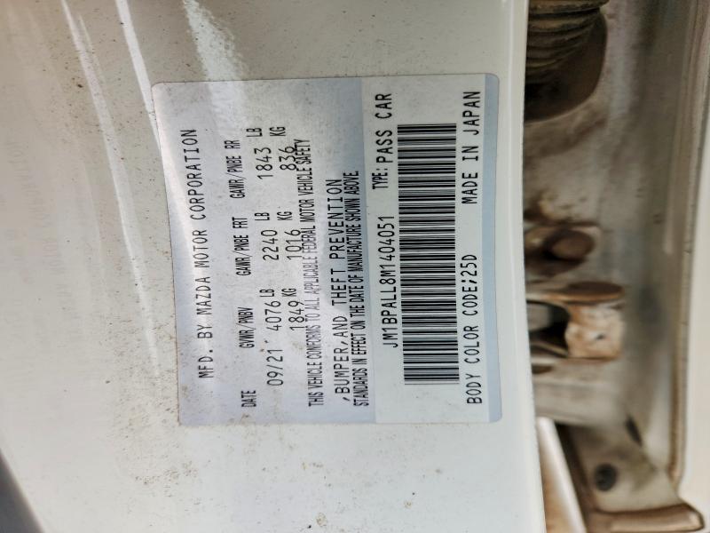 Продаж на аукціоні авто 2021 Mazda 3, vin: JM1BPALL8M1404051, номер лоту: 58445026