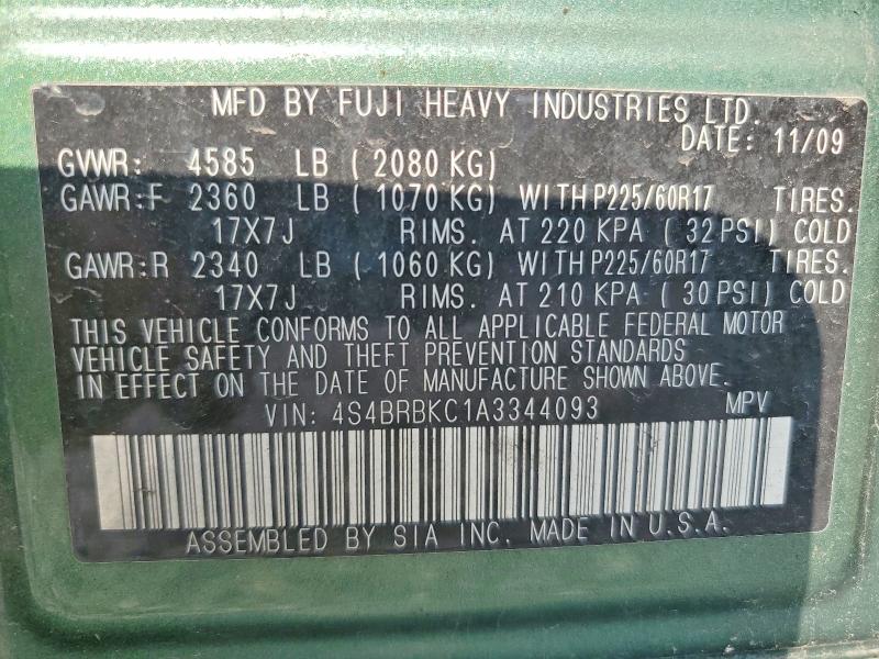 Aukcja sprzedaży 2010 Subaru Outback, vin: 4S4BRBKC1A3344093, numer aukcji: 58975676