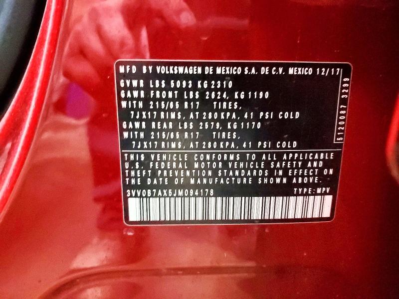 Aukcja sprzedaży 2018 Volkswagen Tiguan, vin: 3VV0B7AX5JM094178, numer aukcji: 57352416