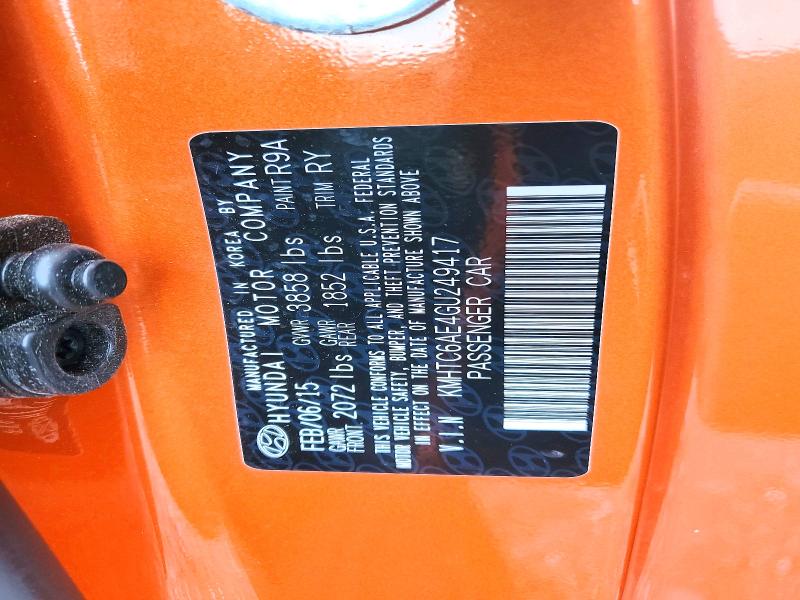 Продажа на аукционе авто 2016 Hyundai Veloster, vin: KMHTC6AE4GU249417, номер лота: 55847596