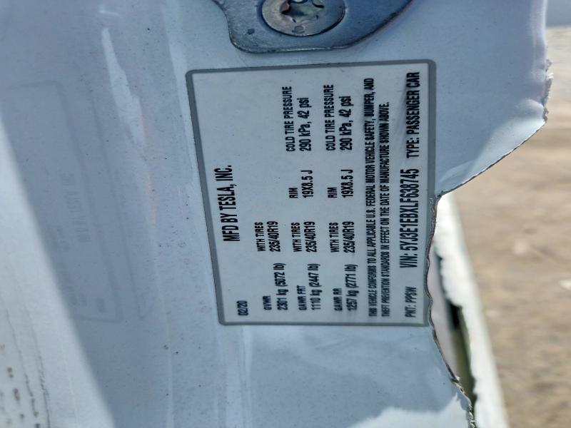 55760086 :رقم المزاد ، 5YJ3E1EBXLF638745 vin ، 2020 Tesla Model 3 مزاد بيع