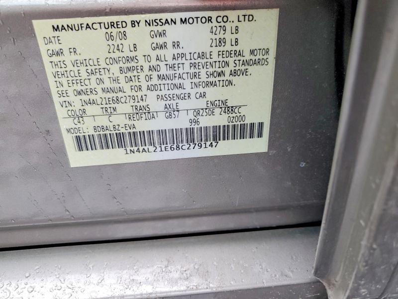 57993636 :رقم المزاد ، 1N4AL21E68C279147 vin ، 2008 Nissan Altima مزاد بيع
