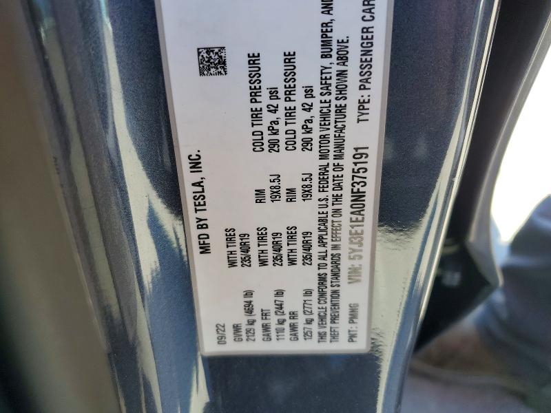 Продаж на аукціоні авто 2022 Tesla Model 3, vin: 5YJ3E1EA0NF375191, номер лоту: 57012116