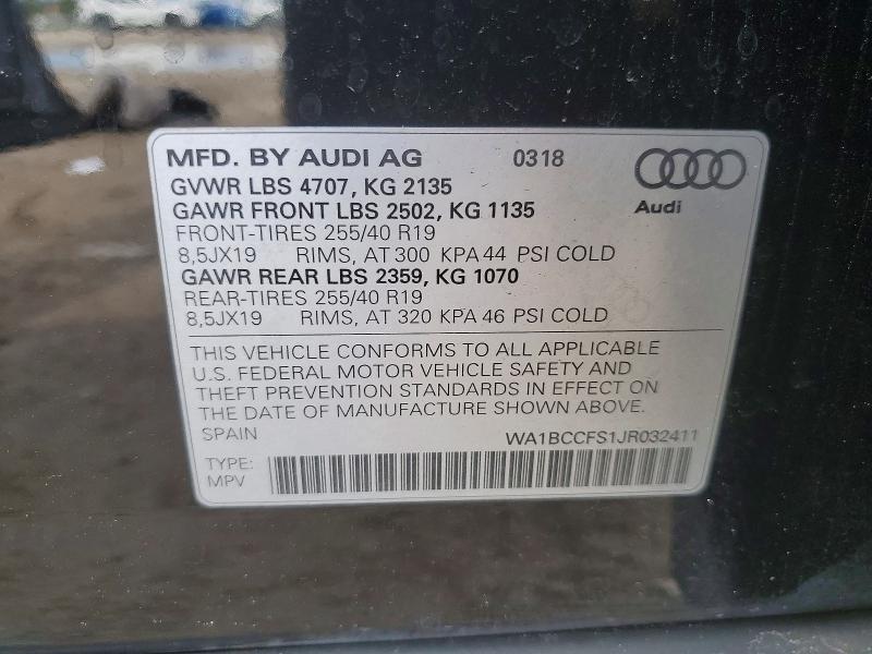 Aukcja sprzedaży 2018 Audi Q3, vin: WA1BCCFS1JR032411, numer aukcji: 56024966