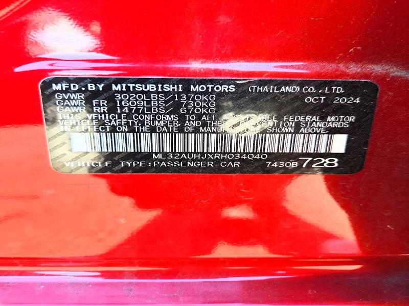 2024 Mitsubishi Mirage მანქანა იყიდება აუქციონზე, vin: ML32AUHJXRH034040, აუქციონის ნომერი: 58979786