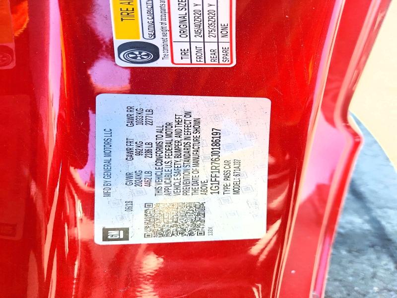 2018 Chevrolet Camaro მანქანა იყიდება აუქციონზე, vin: 1G1FF1R76J0186197, აუქციონის ნომერი: 58413016