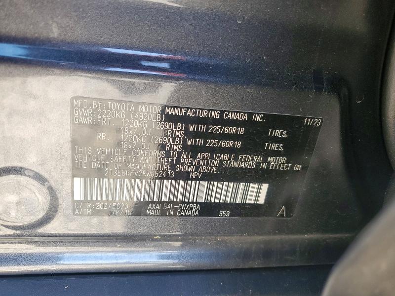 Aukcja sprzedaży 2024 Toyota Rav4, vin: 2T3E6RFV2RW052413, numer aukcji: 57013556