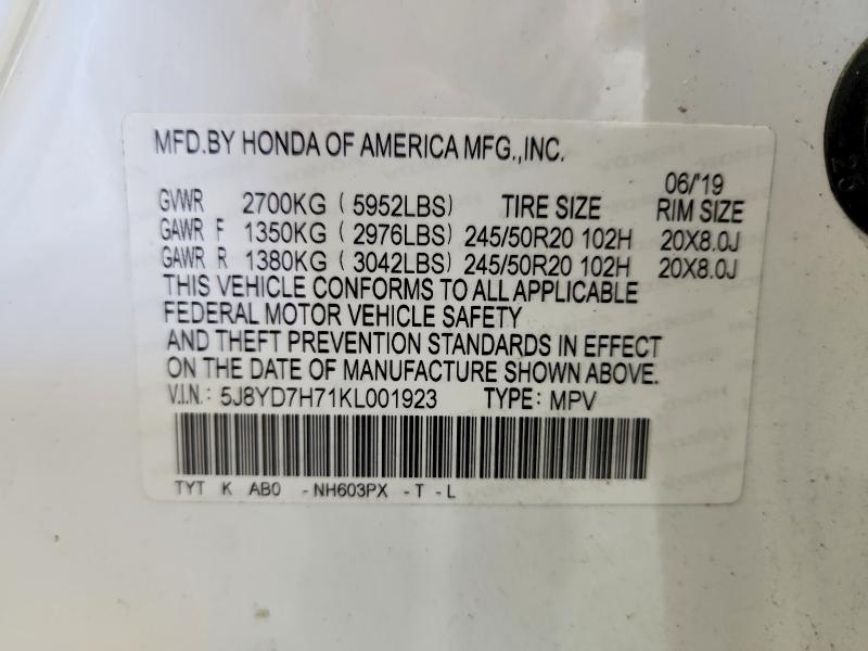 Aukcja sprzedaży 2019 Acura Mdx, vin: 5J8YD7H71KL001923, numer aukcji: 57162336