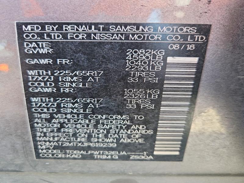 Продаж на аукціоні авто 2018 Nissan Rogue, vin: KNMAT2MTXJP619239, номер лоту: 57965496