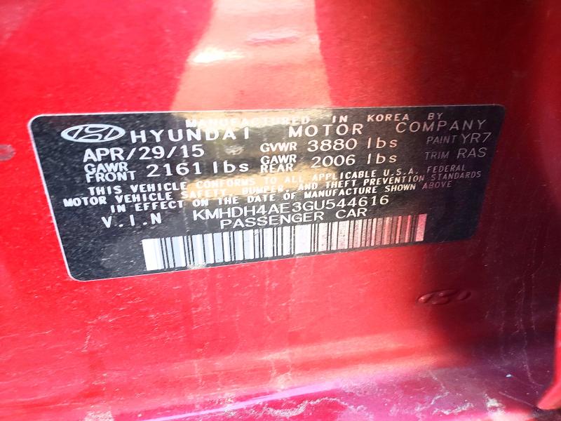 Продаж на аукціоні авто 2016 Hyundai Elantra, vin: KMHDH4AE3GU544616, номер лоту: 56523766